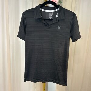Hurley Polo Shirt Youth Large Black Performance Golf Athletic Shirt Dri Fit